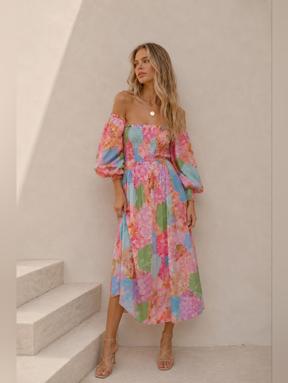 Spell And The Gypsy Freda Shirred Midi Lolly Print Boho Dress - Small